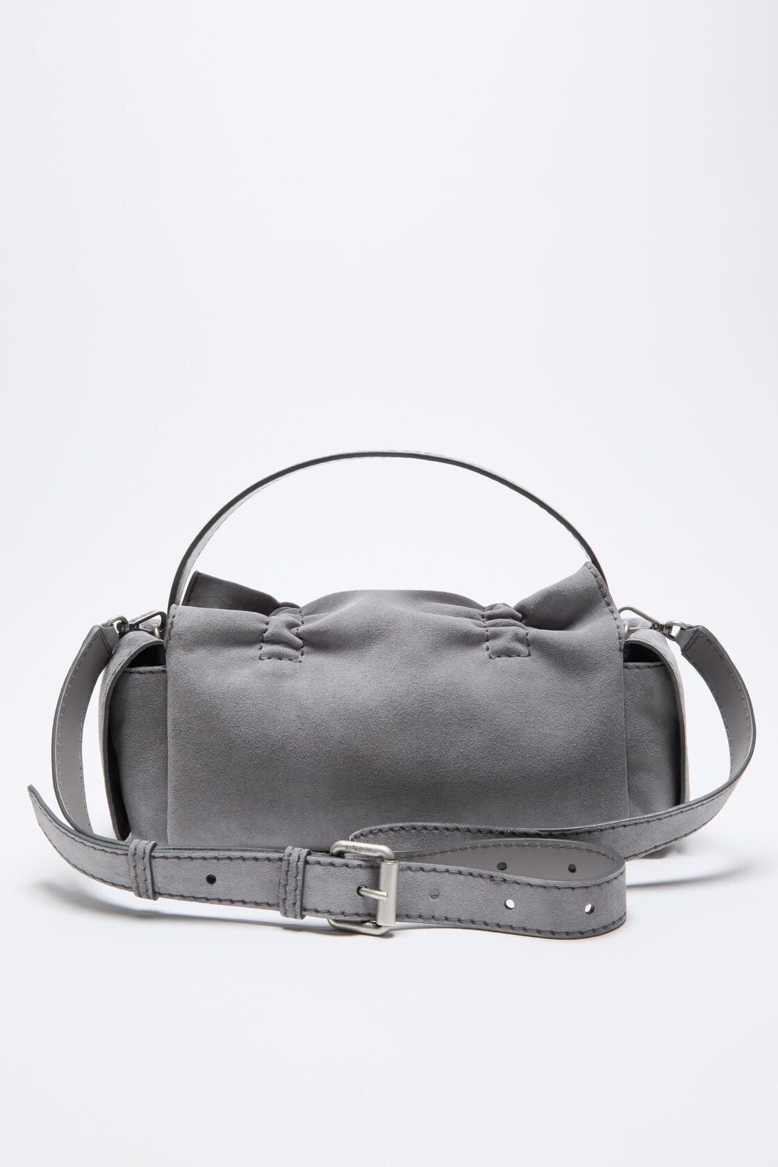 Multipocket suede shoulder bag - Cold grey