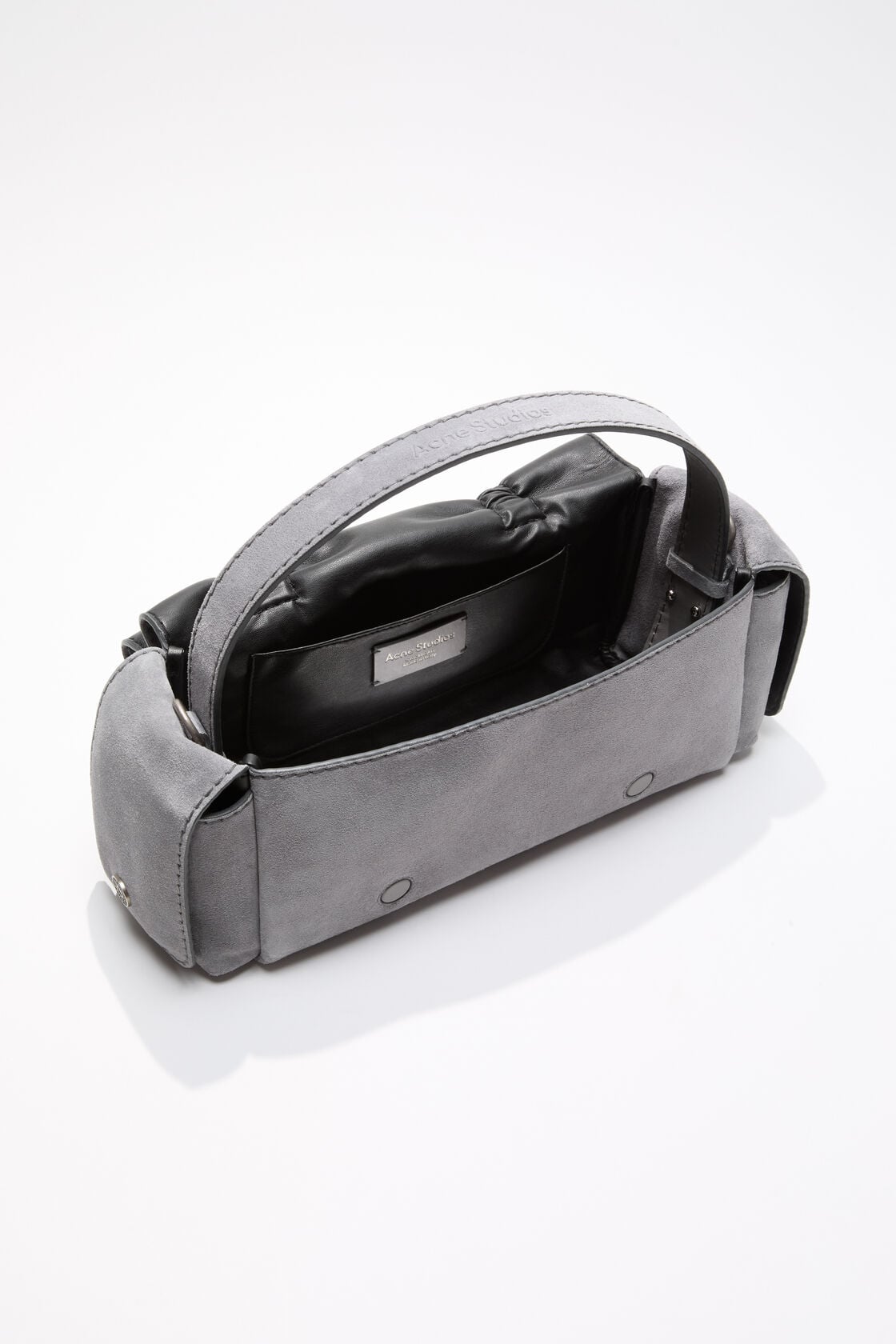 Multipocket suede shoulder bag - Cold grey