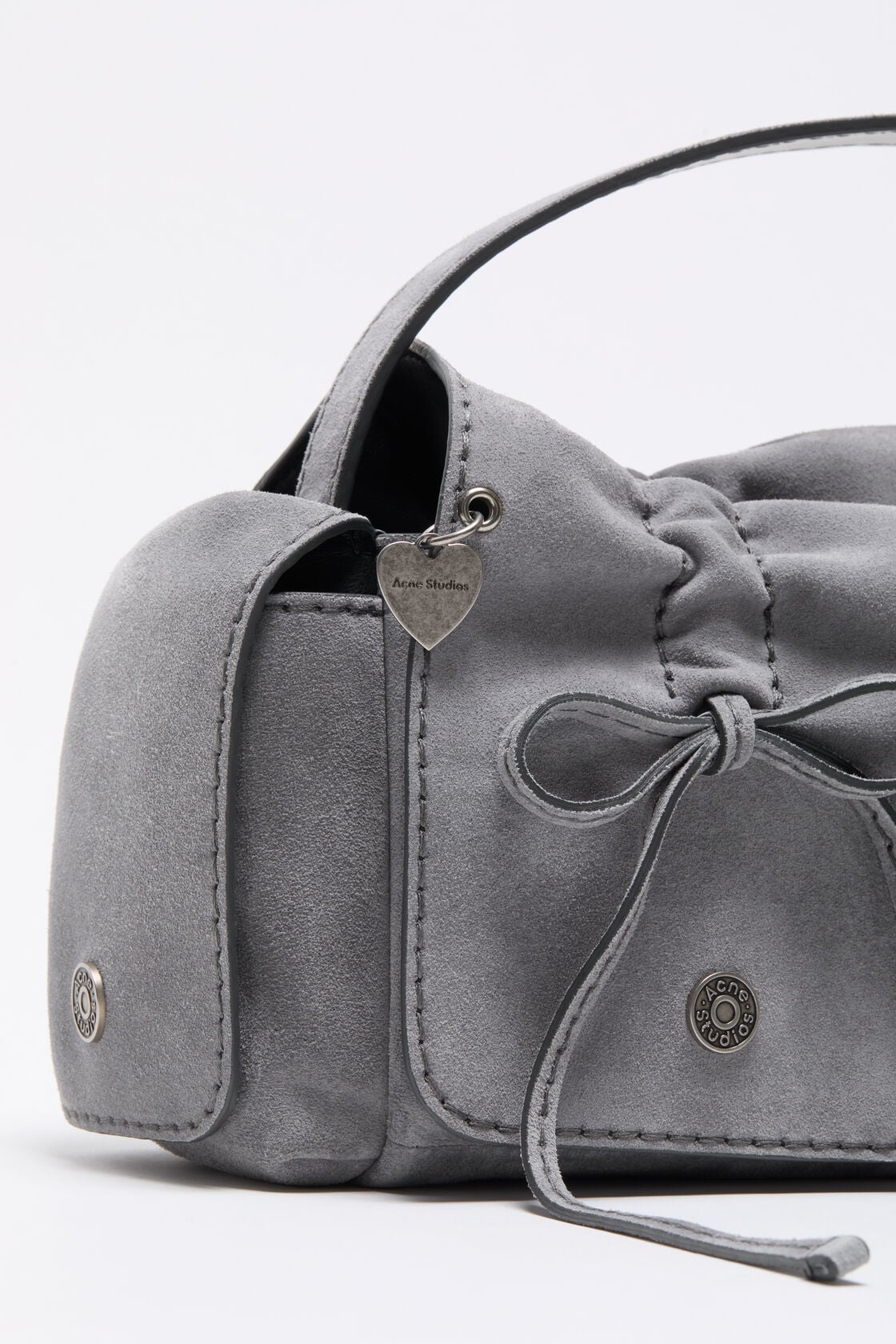 Multipocket suede shoulder bag - Cold grey