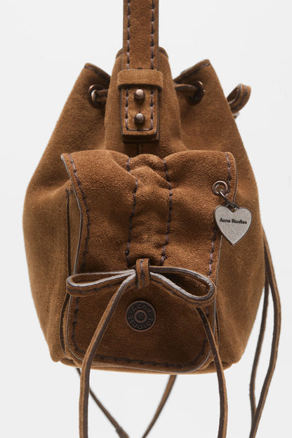 Multipocket mini bucket bag - Cognac brown