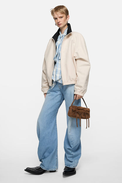 Multipocket suede micro bag - Cognac brown