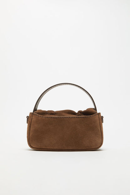 Multipocket suede micro bag - Cognac brown