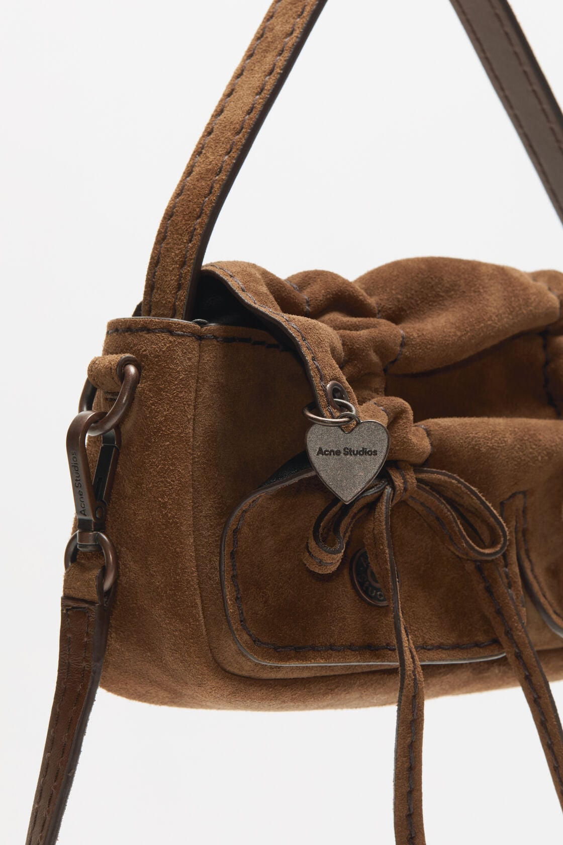 Multipocket suede micro bag - Cognac brown