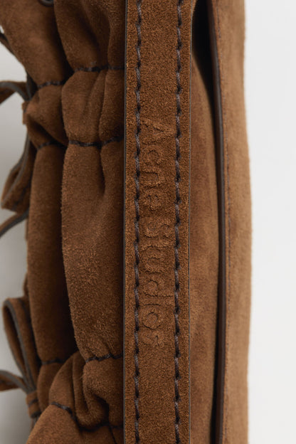 Multipocket suede micro bag - Cognac brown