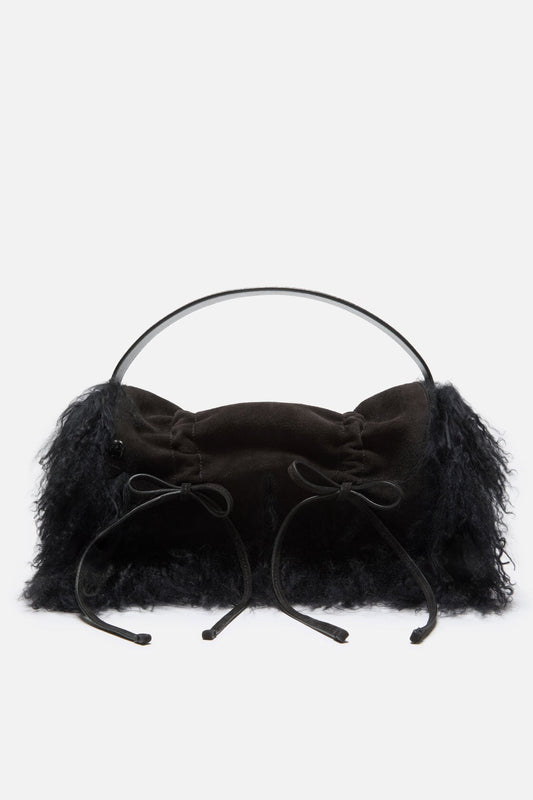 Multipocket bag with shearling trim - Black