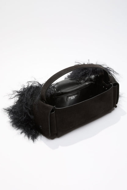 Multipocket bag with shearling trim - Black