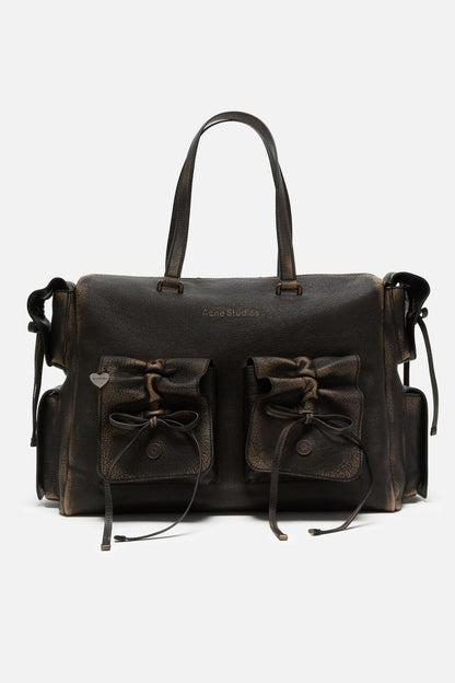 Multipocket tote bag - Dark brown/beige