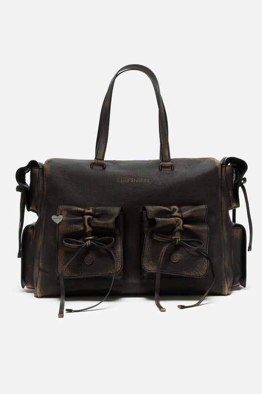 Multipocket tote bag - Dark brown/beige