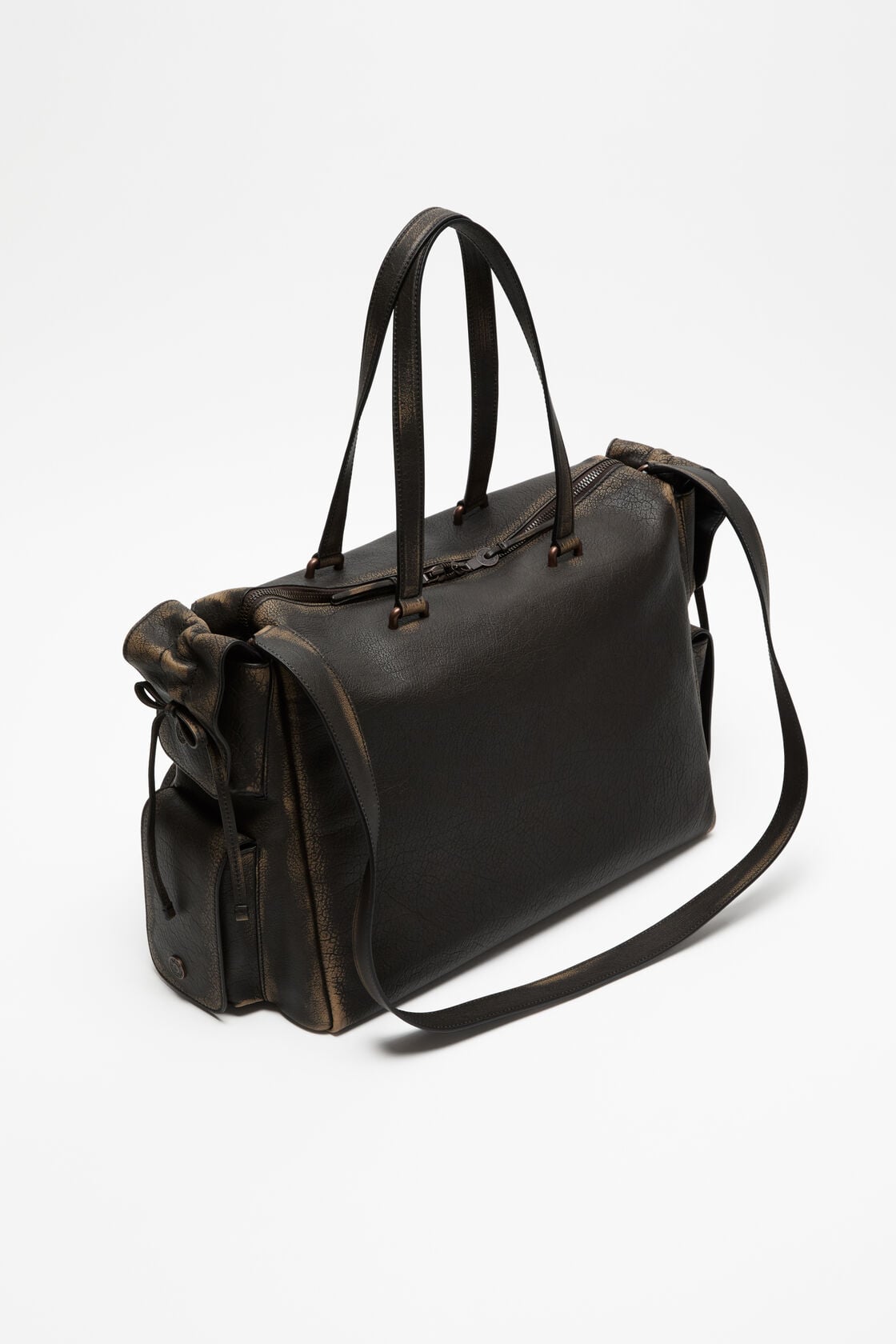 Multipocket tote bag - Dark brown/beige