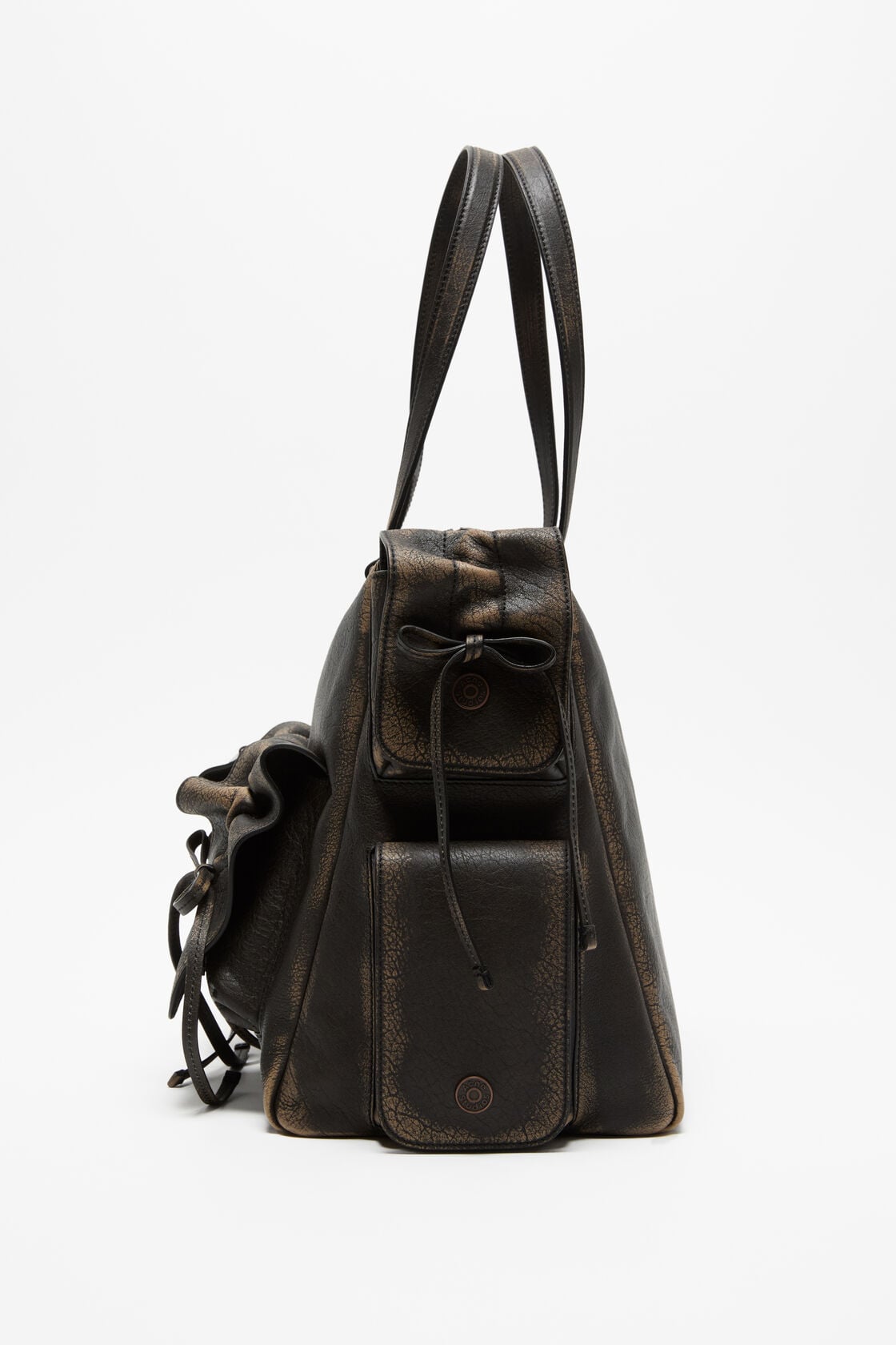 Multipocket tote bag - Dark brown/beige