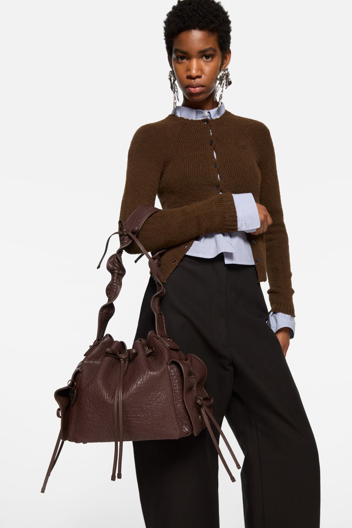 Multipocket Bucket Bag - Chocolate brown