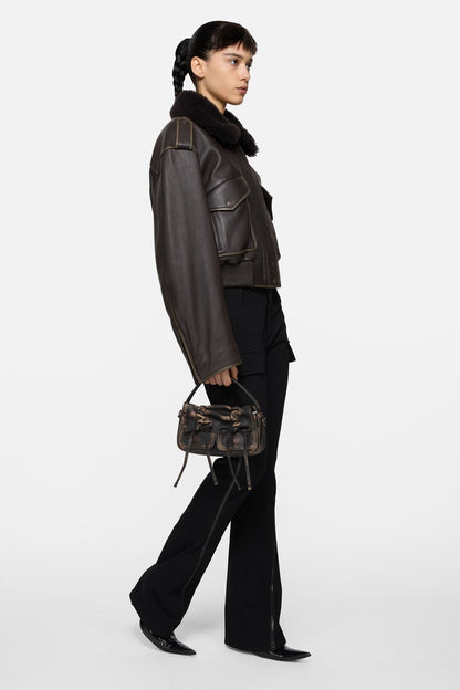 Multipocket micro bag - Dark brown/beige