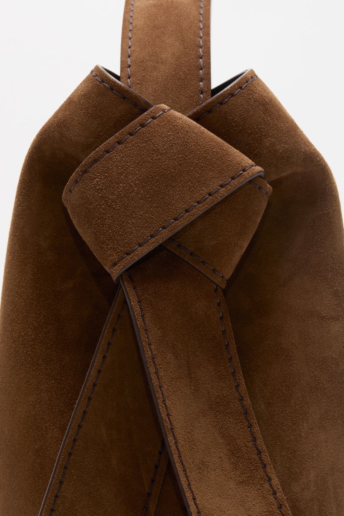 Musubi suede midi bag - Cognac brown