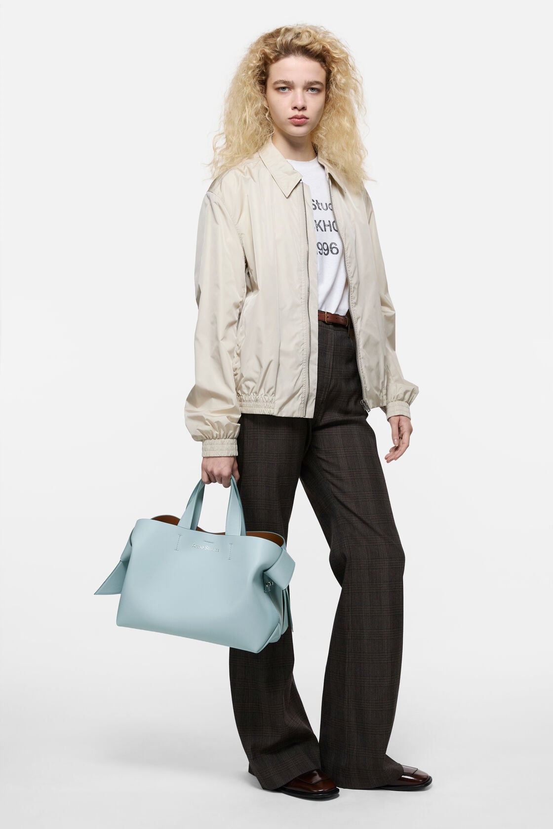 Musubi leather tote - Dusty blue