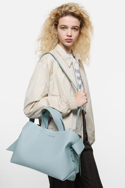 Musubi leather tote - Dusty blue