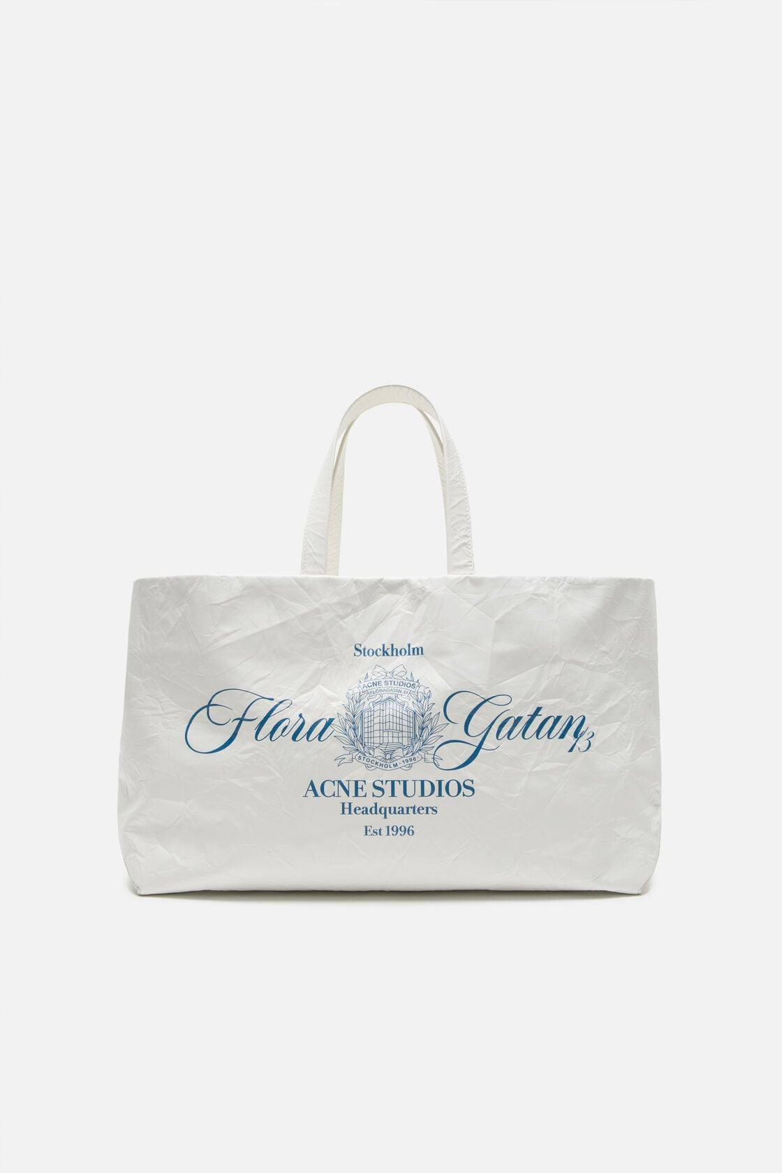 Leather tote with logo - White