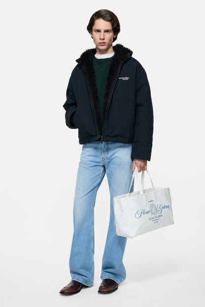 Leather tote with logo - White