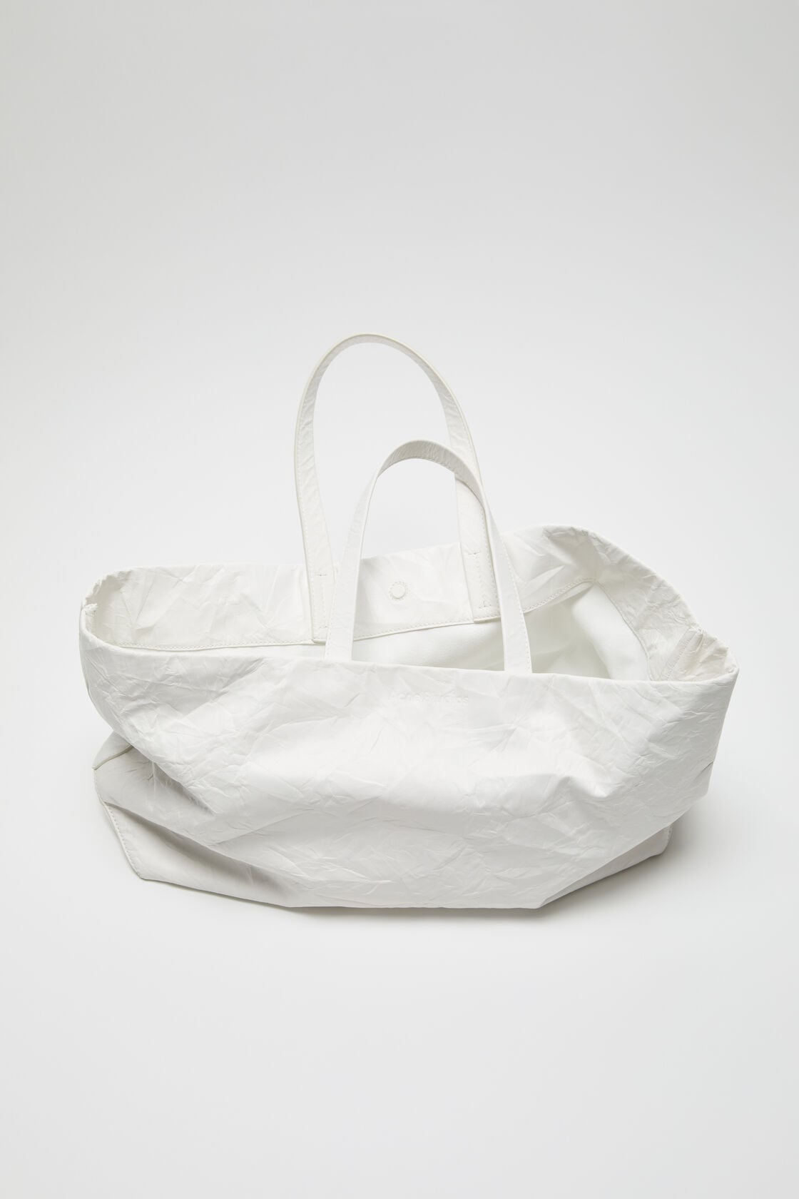 Leather tote with logo - White