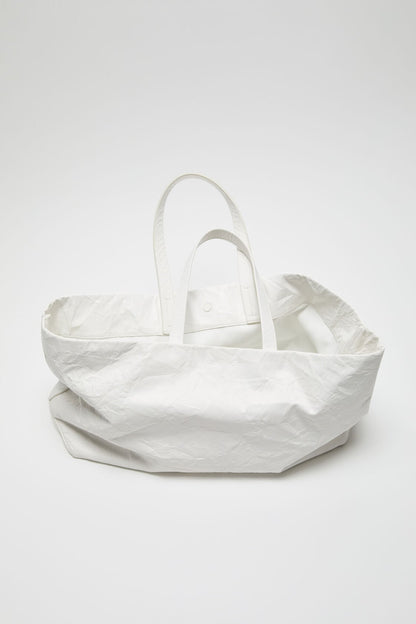 Leather tote with logo - White