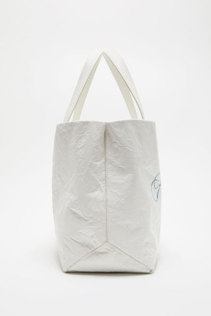 Leather tote with logo - White