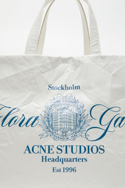 Leather tote with logo - White