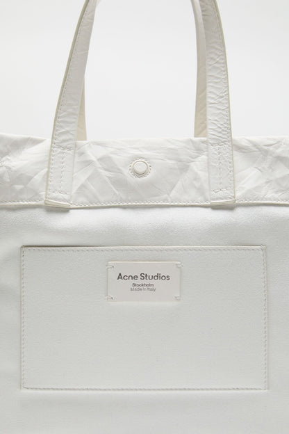 Leather tote with logo - White
