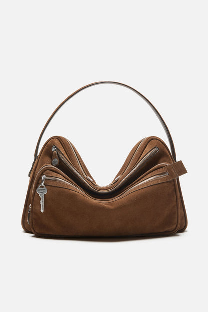 Camero Camera suede shoulder bag - Cognac brown