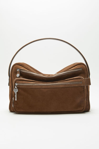 Camero Camera suede shoulder bag - Cognac brown
