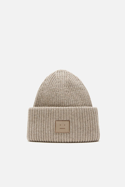 Large face logo beanie - Yak - Greige melange
