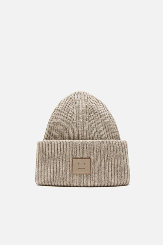 Large face logo beanie - Yak - Greige melange