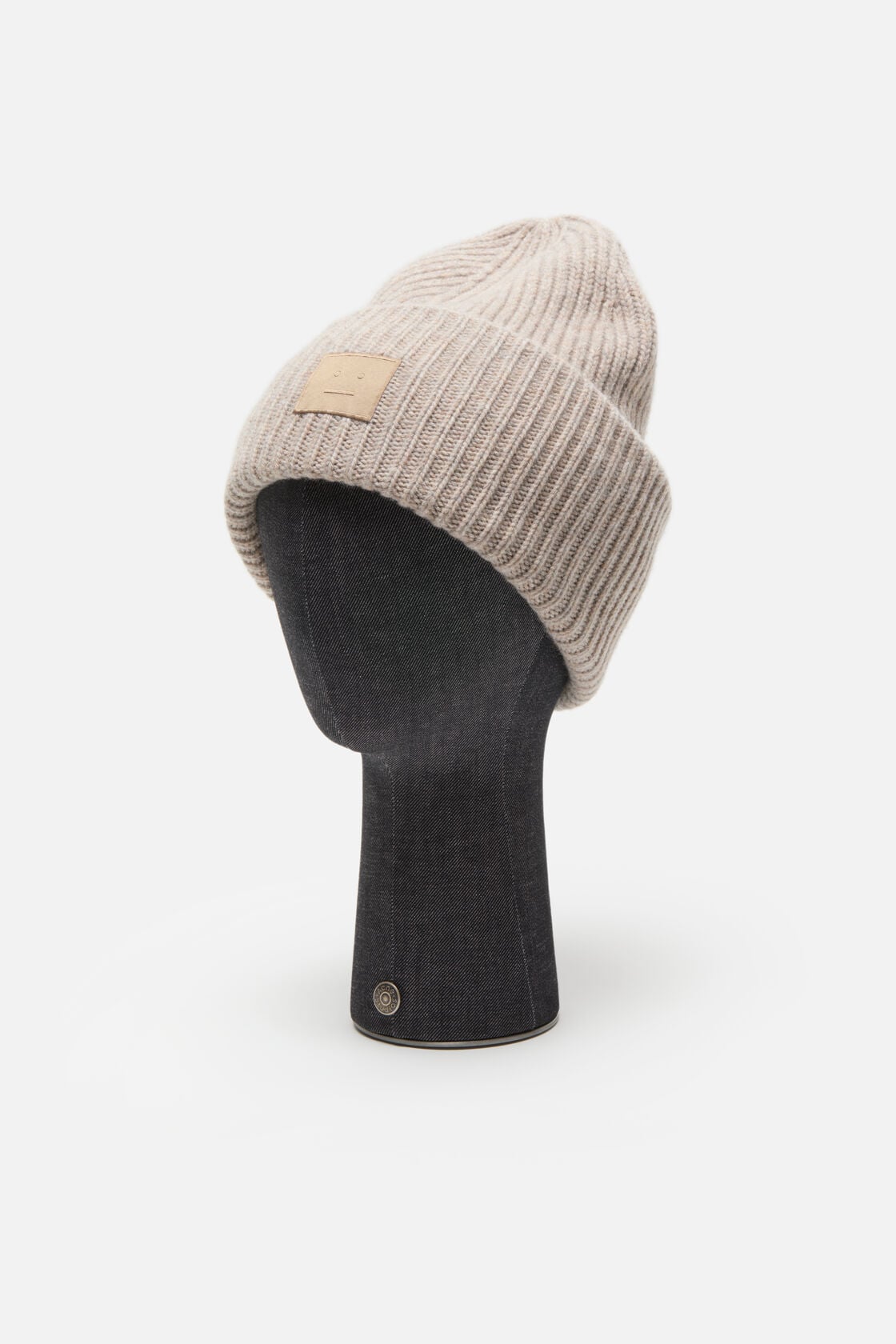 Large face logo beanie - Yak - Greige melange