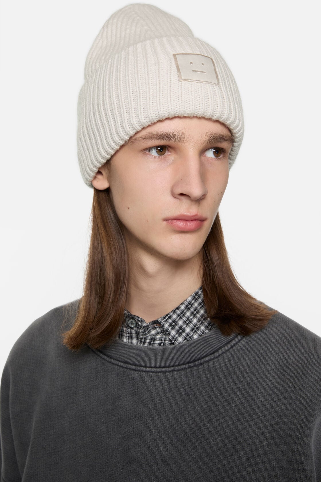 Large face logo beanie - Yak - Light grey