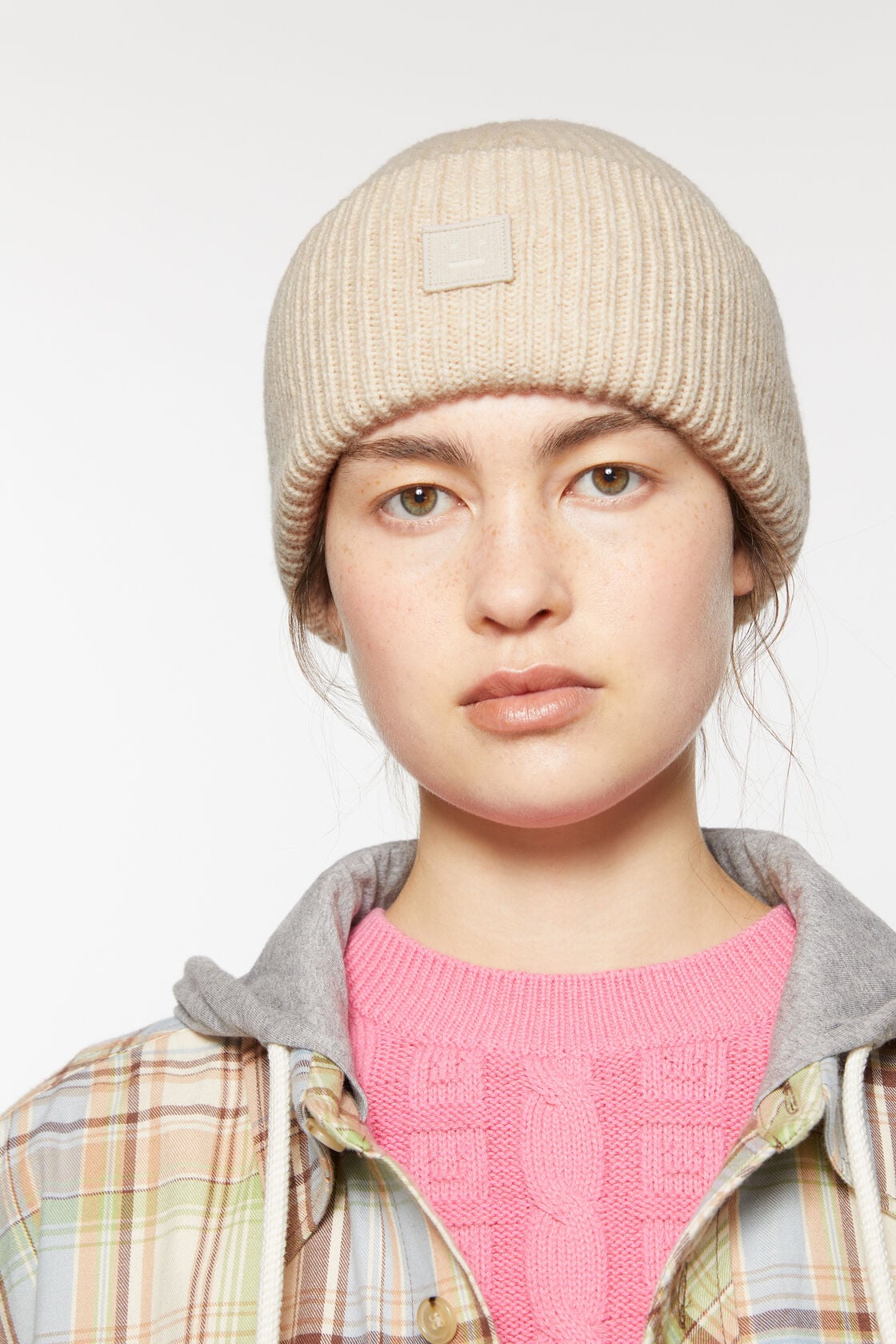 Small face logo beanie - Oatmeal melange