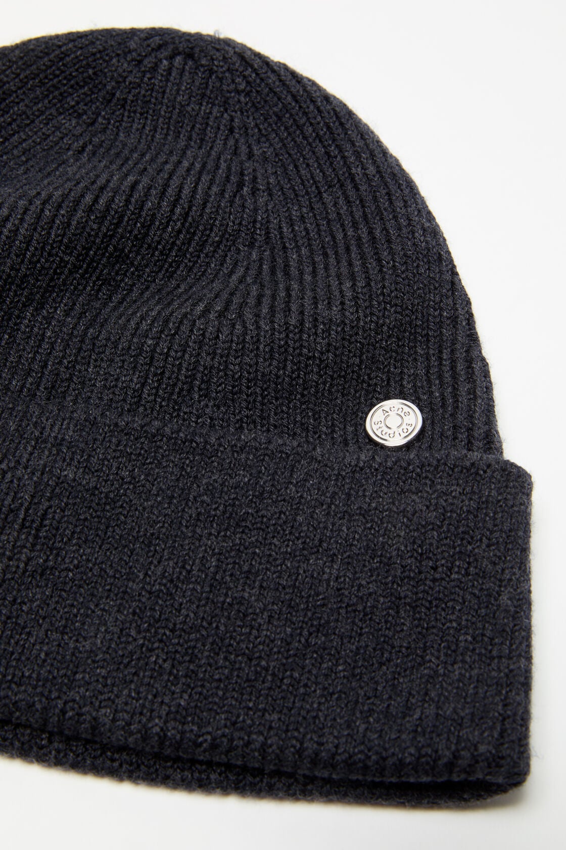 Wool beanie with rivet - Dark Navy Melange