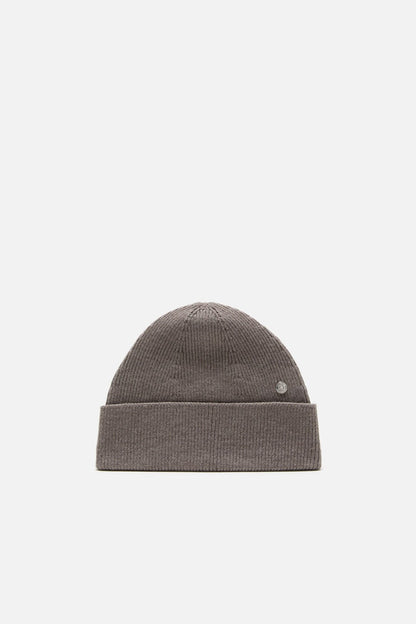 Wool beanie with rivet - Warm Grey Melange