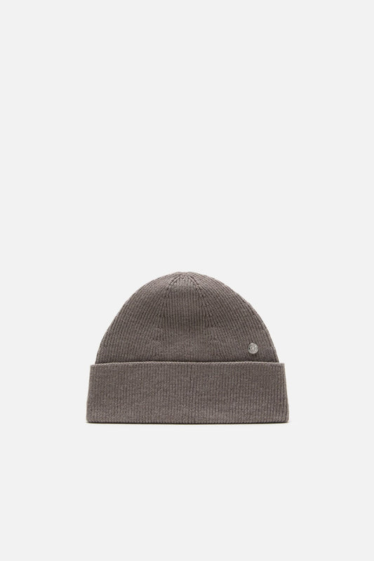 Wool beanie with rivet - Warm Grey Melange