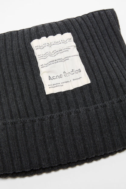 Ribbed square beanie - Dark grey melange