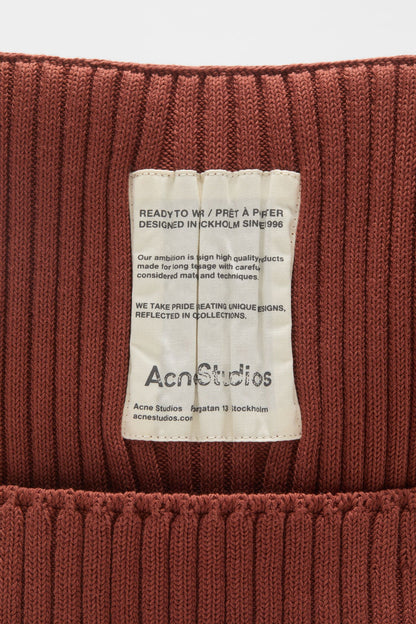 Ribbed square beanie - Terracotta red
