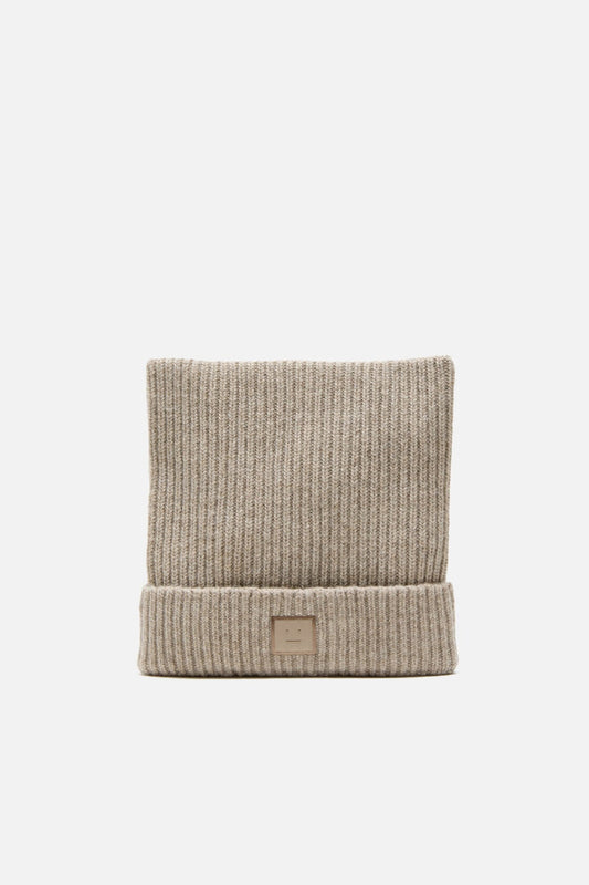 Face logo square beanie - Greige melange