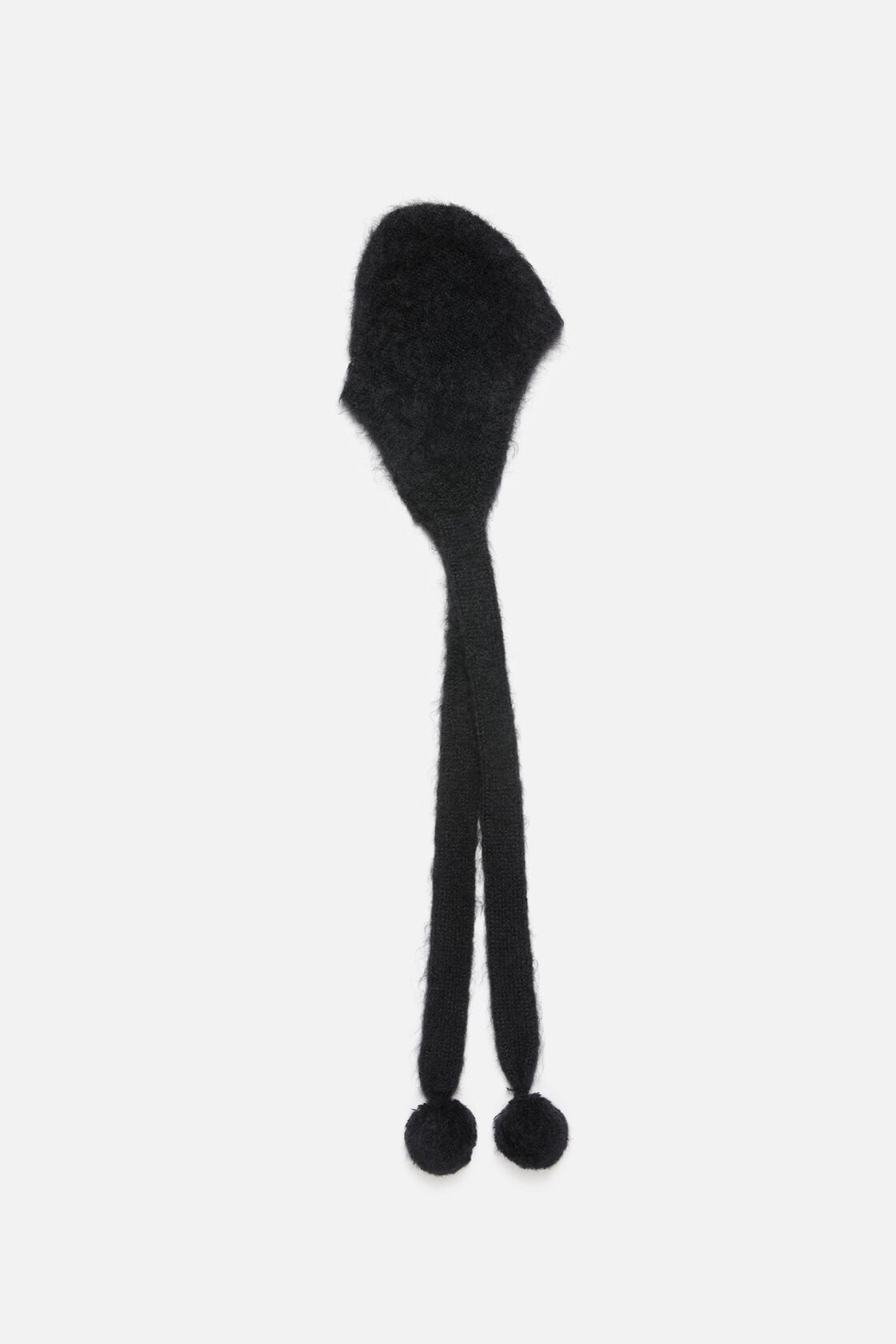 Mohair cap with earflaps - Black