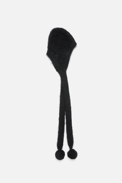 Mohair cap with earflaps - Black