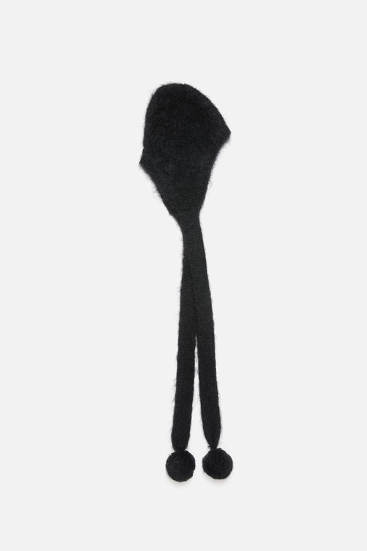 Mohair cap with earflaps - Black