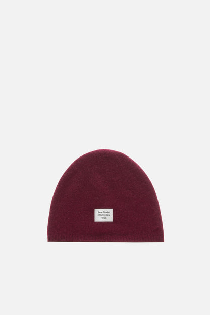Cashmere beanie with logo - Dark red
