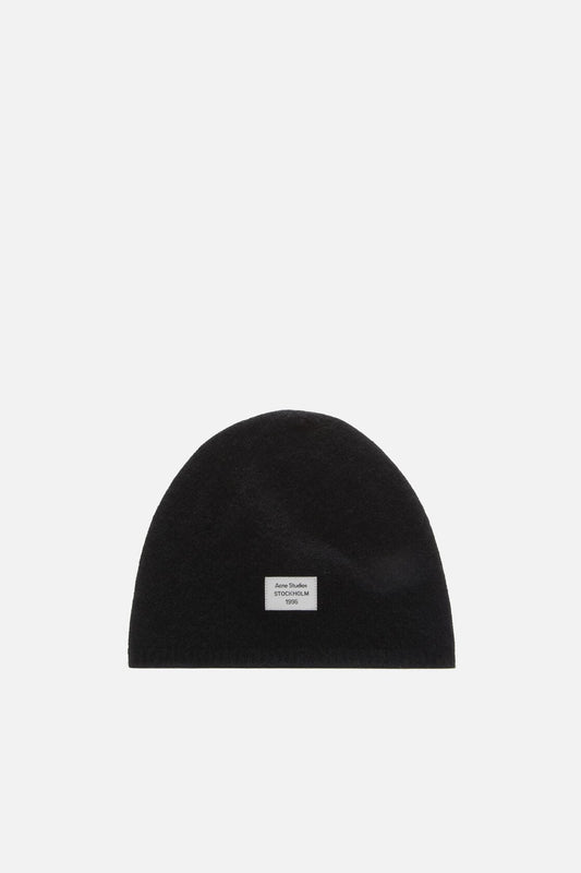 Cashmere beanie with logo - Black