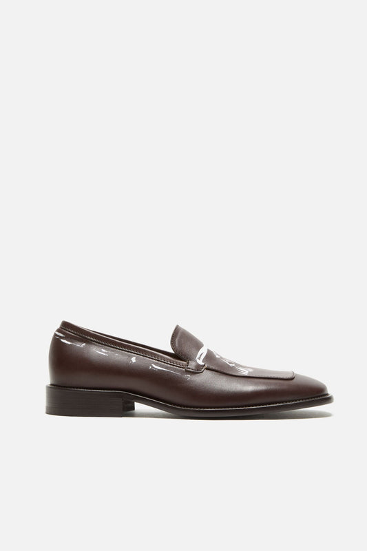 Printed leather loafers - Dark brown
