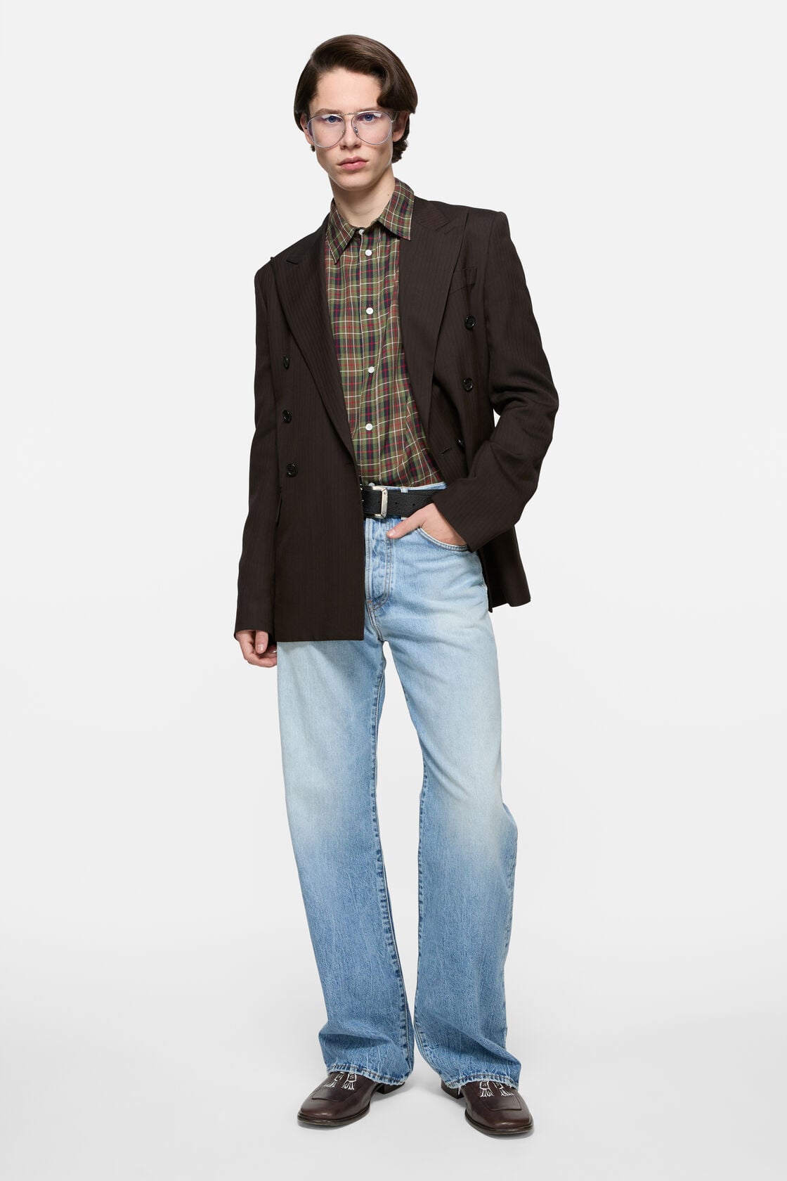 Printed leather loafers - Dark brown