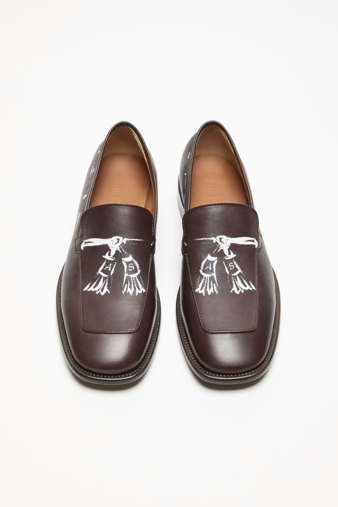 Printed leather loafers - Dark brown