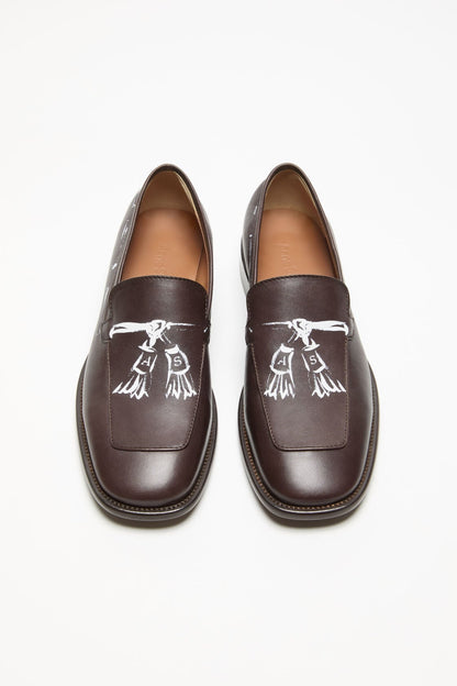 Printed leather loafers - Dark brown