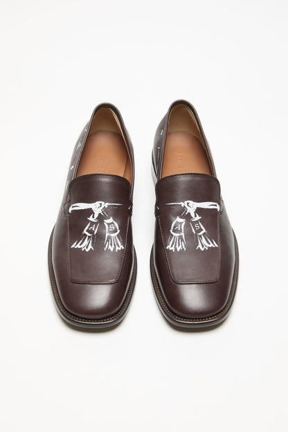Printed leather loafers - Dark brown