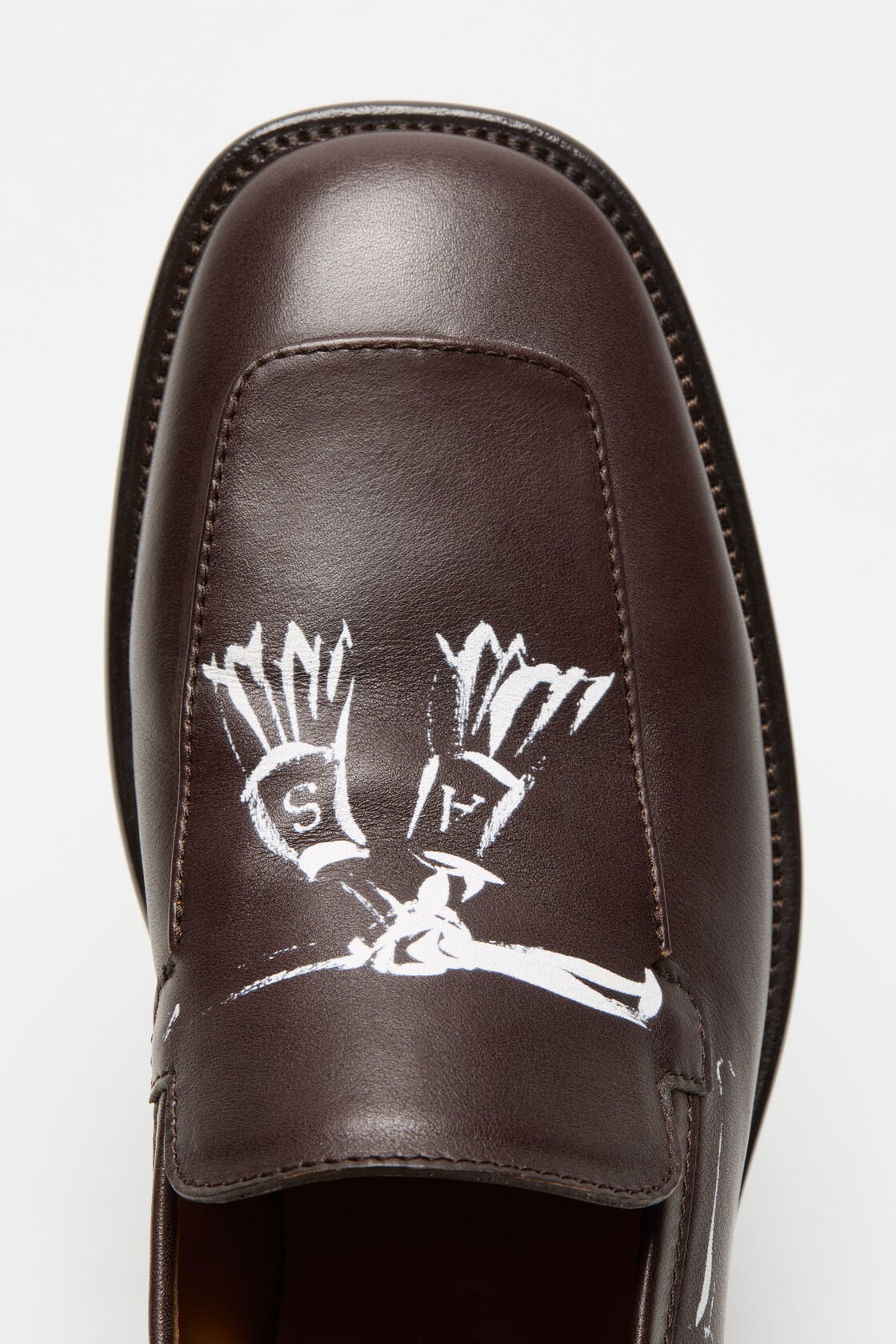 Printed leather loafers - Dark brown